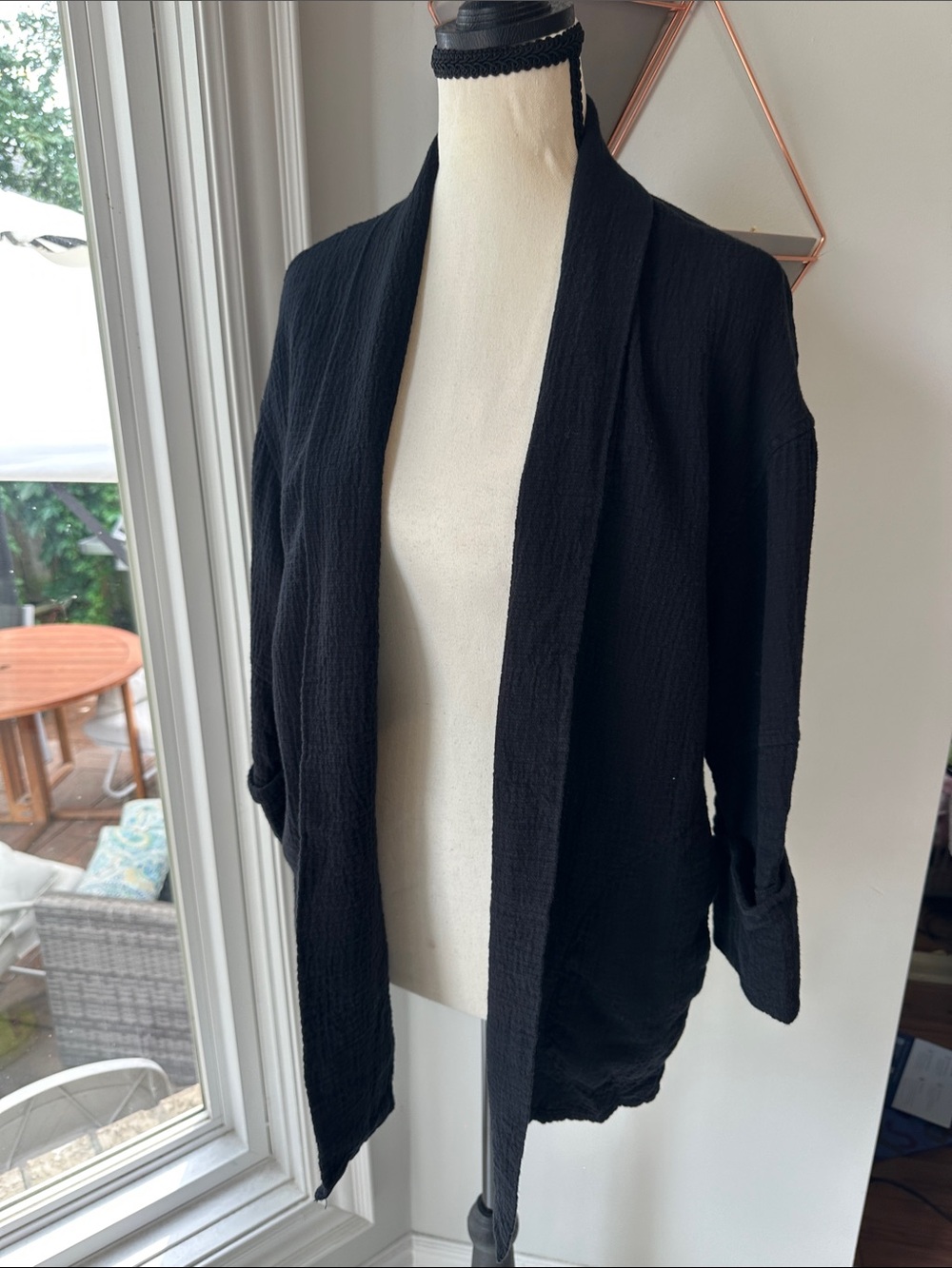 WILFRED ARITZIA Black Open-Front Jacket Cardigan Knit Blazer Soft Size Small
